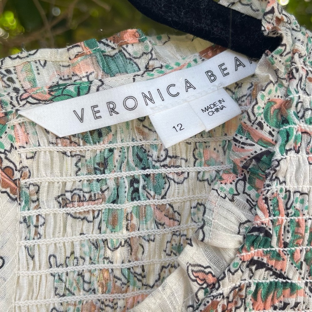 Veronica Beard Kali Smocked Blouse in Stone